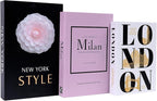 3 PCS Faux Decorative Books for Home Decor-Coffee Table Books Decor-Aesthetic Fake/Faux Books for Decoration,libros Decoration for Coffee Table, Shelf Accessories (3-Mix-MilanNewYorkLondon)