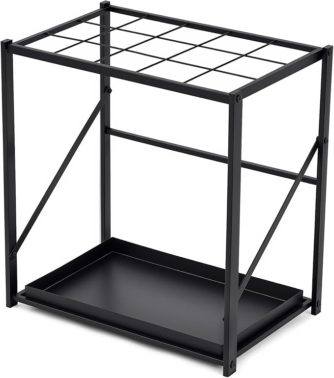 Colingmill Folding Umbrella Storage Stand Rack Holder Organizer Free Standing Umbrella Rack with Removable Drip Tray for Entryway Home Office Hotel Entry Hallway(L18.31 X W11.89 X H19.69 Inch)