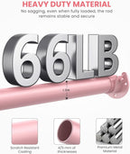 Closet Rods for Hanging Clothes, 17 to 84 Inches Stepless Adjustable Metal Closet Rod, 1.3 Inches Heavy Duty Clothes Hanging Rod for Closet Wardrobes Laundry RV, Pink