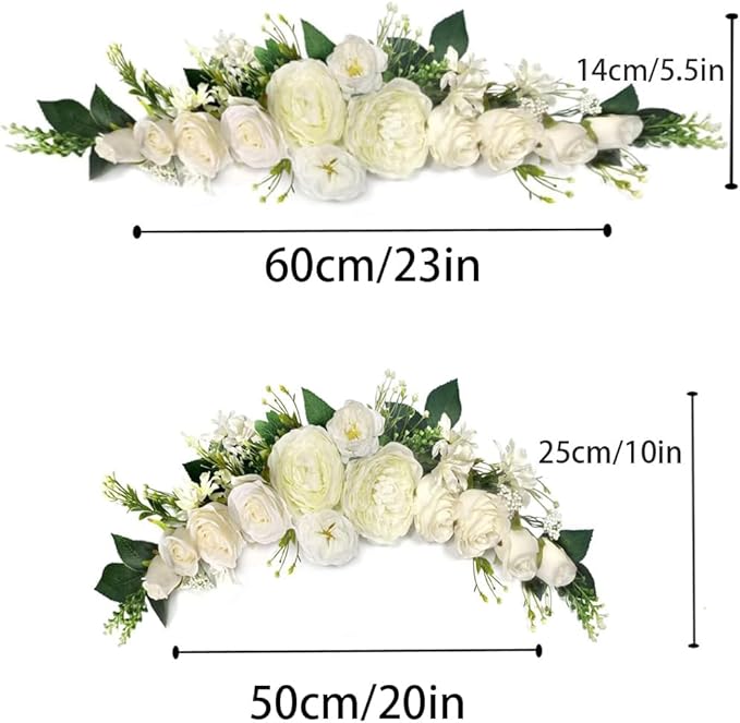 Artificial Peony Swag, Arch Flowers, 23", Silk Flower Swags, Decorative Swag, Artificial Flower Swag for Arch Front Door Party Wall Home Decor(Ivory)