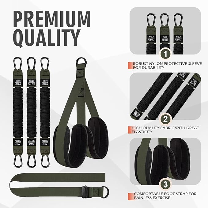 LEEKEY Resistance Bands, Exercise Bands with Handles,Pull Up Assist Bands - Band Set with Door Anchor - Bands for Working Out,Band for Men and Women Fitness Training,Home Workouts