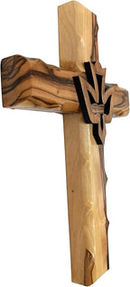Zuluf 6.3" Olive Wood Dove Cross Wall Hanging Christian Holy Spirit Baptism Holy Land Gift Bedroom Decor CRS020