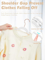 Smartor Kids Velvet Hangers 100 Pack, 14'' Inch Premium Non Slip Kids Felt Hangers for Closet, Space Saving Toddler Clothes Hanger for Youth's Childrens' Clothes (Rose Gold Hook)- White