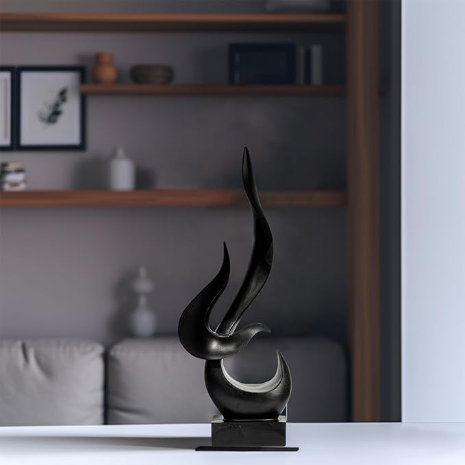 Gold Fire Flame Sculpture, Modern Abstract Resin Statue, Art Statue Home Decor for Living Room TV Stand Coffee Table Shelf Accents Decor.（Small）