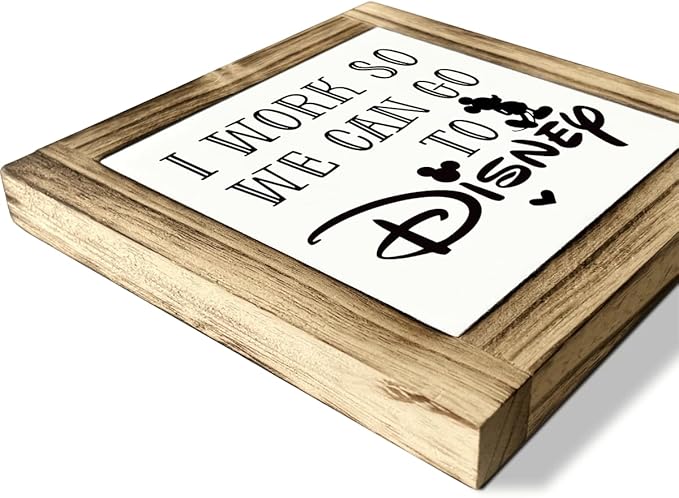 Work Desk Signs, Box Sign Wood Desk Sign Decor, Home Office Tabletop Decors, Work Inspired Wood Sign, Office Gift for Friends Women, Coworker Gift, Decorative Wooden Plaque 5.9×5.9 inches