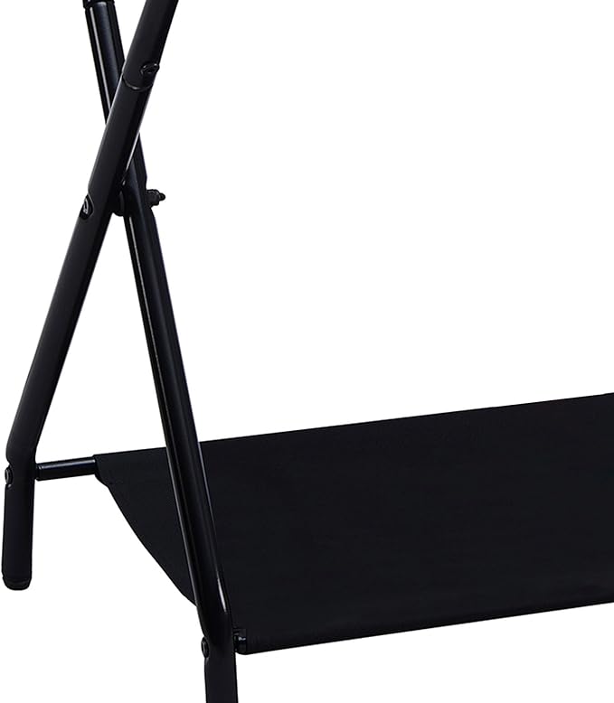 Kings Brand Furniture Shanon Folding Luggage Rack - Suitcase Stand With Storage Shelf - Folding Luggage Rack for Guest Room and Bedroom - Sturdy Portable and Stylish Metal Suitcase Stand - Black