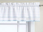 Sweet Home Collection Adirondack Cotton Kitchen Window Curtains Pair, Valance, White/Blue