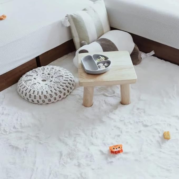 Ghouse Ultra Soft Faux Rabbit Fur Rug 5x8, Machine Washable Area Rugs for Bedroom Fluffy Rugs for Living Room, No-Shedding Carpet Sheepskin Rug White