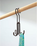 iDesign Classico Metal Over the Rod Hooks, Closet Accessory Organizer for Ties, Belts, Scarves, Handbags, Jewelry, 2.8" x 2.8" x 6.5", Bronze