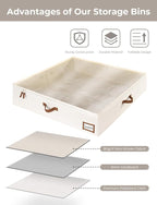 StorageWorks Underbed Storage Box, Under Bed Clothes Organizer With Sturdy Structure and Ultra Thick Fabric, 33" L x 31" W x 6 ¾ "H, 2 pack