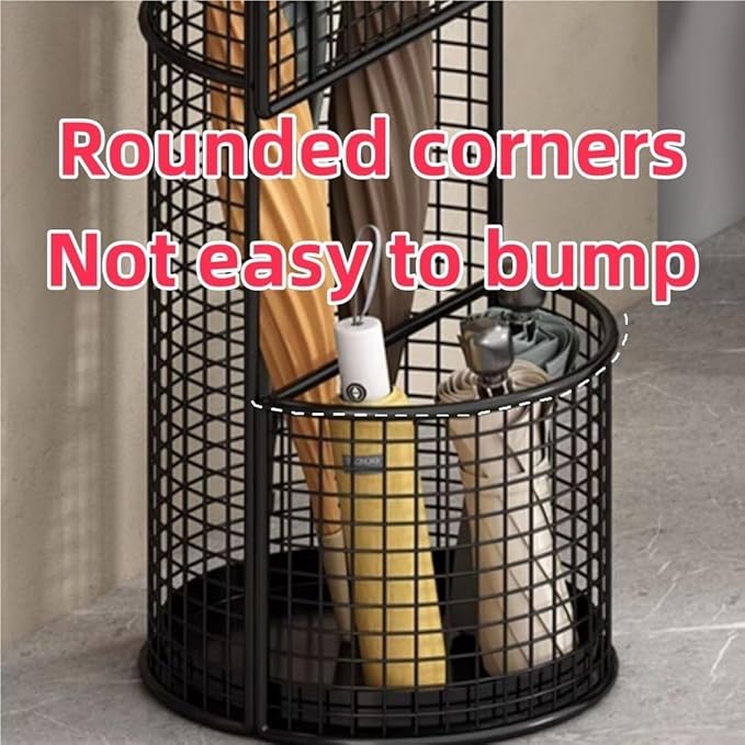 Metal Hollow Drain Rack, Freestanding Umbrella Stand Rack, Umbrella Stand with Water Tray, Multipurpose Umbrella Holder for Entrance, Office(White)