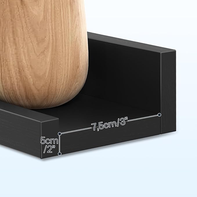 HOOBRO Floating Shelves, Wall Shelf Set of 3, 47.2 Inches Hanging Shelf with Raised Edge and Invisible Brackets, for Bathroom, Bedroom, Kitchen, Office, Living Room Decor, Black BK92BJ01