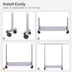 MISSLO Short Clothing Racks for Hanging Clothes with Bottom Shelves and Wheels Heavy Duty Rolling Clothes Rack Kids Clothing Rack for Adult Coat, Closet, Wardrobe