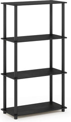 Furinno Turn-N-Tube 4-Tier Multipurpose Shelf Display Rack, Round Tubes, Americano/Black
