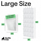 GORILLA GRIP Over the Door Shoe Organizer, 24 Extra Large Breathable Mesh Pockets, Space Saving Hanging Storage Holder, 4 Hook Closet Rack Hanger, Hangs on Closets for Shoes and Accessories, White