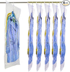 Hanging Vacuum Space Saver Bags 6 Pack, Closet Organizer Storage Bags, Vacuum Seal Clear Bags for Clothes, Suits, Dress or Jackets