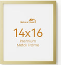 14x16 Aluminum Metal Picture Frame,Tempered Glass Gold Photo Frame 14x16 for Family Photo,Posters,Art,Document to Wall Mount Horizontally or Vertically