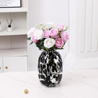 Black Glass Vase, Large Glass Flower Vases for Bouquets, Tall Floor Vase for Living Room, Dining Table, Mantle, Shelf, Wedding, Office, 10 Inches