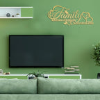 Family Metal Word Sign Wall Art Decor, Where Life Begins Love Never Ends Heart Butterflies Wall Hanging Sculpture, Golden Iron Letters Quotes Home Decor for Living Room Kitchen (Golden)