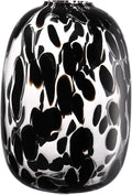 Black Glass Vase, Large Glass Flower Vases for Bouquets, Tall Floor Vase for Living Room, Dining Table, Mantle, Shelf, Wedding, Office, 10 Inches