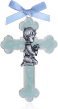 KOMI Baby Wall Cross Catholic Baptism Gifts for Boys Praying Boy Cross for Baptism First Holy Communion Christening Cross Decor