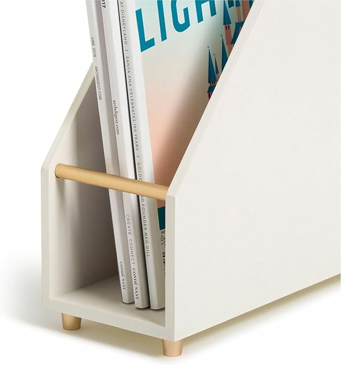 U Brands Juliet Magazine Holder, Office Supplies, Off-white and Gold, 1 Count (3463U02-06)