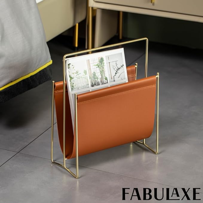 Fabulaxe Magazine Holder and Rack for Desktop, Home Office, Living Room, Waiting Areas, Farmhouse File Storage, Basket for Letters, Magazines, Books, Newspapers and Other Reading Materials 14-Inch