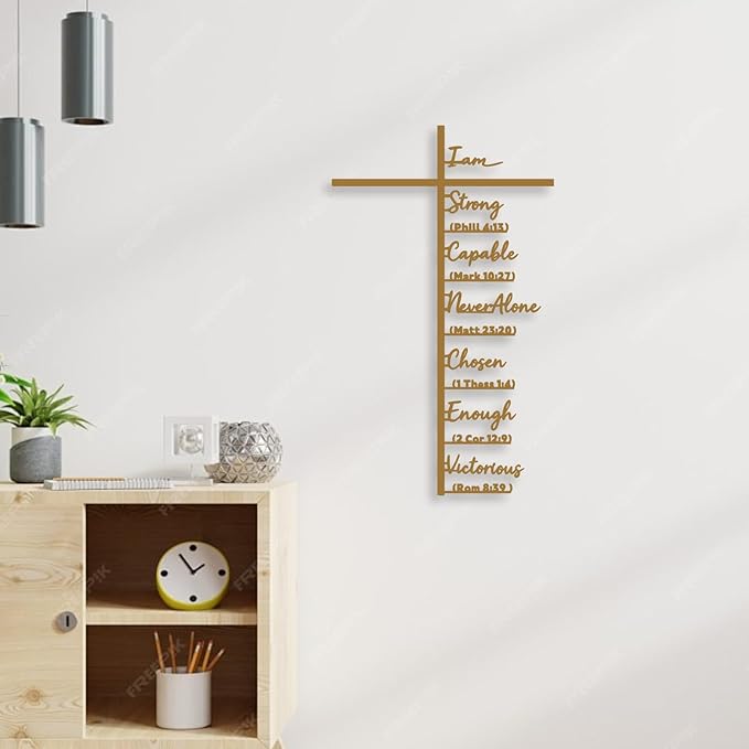 Qtaikong Large Metal Cross Wall Art with Scripture - Christian Religious Wall Decor, Jesus Home Church Wall Hanging, Scripture-Inspired Christian Gift for Christians, 24inch (Golden)