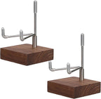 Hipiwe 2 Pack Crystal Display Stand with Wood Base, Adjustable Metal Arms Display Stand Easel for Displaying Geodes Rock Mineral Agate Coral Seashell,Small,2 x 2 x 2.9 Inches