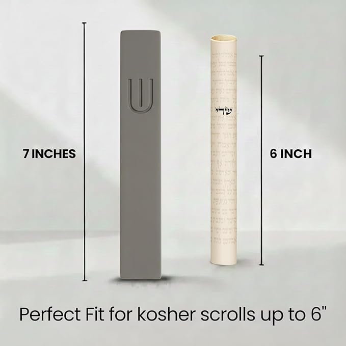 SURI Mezuzah for Door with Scroll – 7 Inch Modern Mezuzah Case with Non Kosher Scroll Included, Fits up to 6” Scroll, Easy Adhesive Installation, Gift Box Included