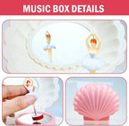 Ballerina Music Box, Pink Shell Music Box with Mirror, Jewellery Melody Box for Birthday, Wedding, Valentine's day