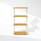 Furinno Turn-N-Tube Book Shelf, 4-Tier Bookshelf, Bookcase with Multipurpose Compact Display Rack, 11.6 x 23.6 x 43.2, for Living Room, Bedroom, Home Office, Beech/White