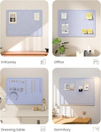 Fluxynara Bulletin Board, 23.6" x 17.5" Cork Board Alternative with 12 Safe Removable Adhesive Tabs, Foldable Felt Pin Board for Home Office, Classroom, Bedroom,Entryway for Walls—Soft Periwinkle