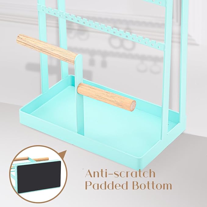ProCase Jewelry Organizer Stand Necklace Organizer Earring Holder, 6 Tier Jewelry Stand Necklace Holder with 15 Hooks, Jewelry Tower Display Rack Storage Tree for Bracelets Earrings Rings -Aqua