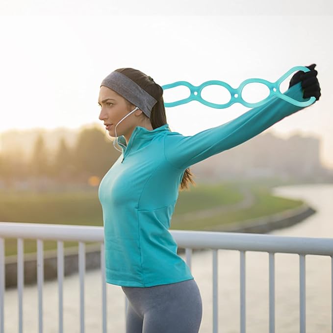 7 Ring Stretch Resistance Exercise Band, Miracle Miles Band, Yoga Stretching, Arm, Shoulders Foot, Leg Fitness Home Gym Physical Therapy Band