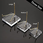 Hipiwe Clear Acrylic Display Stand Holder with Adjustable Metal Arms Display Easel Stands for Gemstones Fossils Minerals Agate Slabs Plates Crystals Saucers Collectibles, 2.4x2.4x4.1 inch