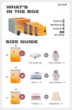 AirVault Vacuum Storage Bags for Travel & Home - Space Saver Compression Packing Bags Set for Clothes, Blankets & Seasonal Storage, Small (2), Medium (4), Large (4) (Orange,10-Pack Combo)