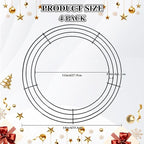 4 Pack Wreath Frame 14 Inch Wire Wreath Frame Round Metal Wreaths Form Dark Green Wire Wreaths Ring for Halloween Thanksgiving Christmas Front Door Outdoor Home Decorations Party Supplies DIY Craft