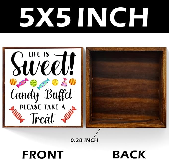 Candy Buffet Wooden Box Sign, Candy Bar Sign, Life is Sweet Candy Buffet Please Take a Treat, Wooden Box Decor for Wedding Parties, Receptions, Coffee Shops, Hotels, Parties, Bars.