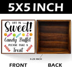 Candy Buffet Wooden Box Sign, Candy Bar Sign, Life is Sweet Candy Buffet Please Take a Treat, Wooden Box Decor for Wedding Parties, Receptions, Coffee Shops, Hotels, Parties, Bars.