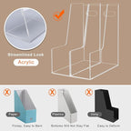 HeiMma 2 Pack Clear Acrylic Magazine File Holder, Single Slim Vertical Magazine File Organizer for Desk, Lucite Plastic Hold Magazines, Files, Books,Folder, Notebooks, Binders, for Home Office School
