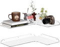Sezanrpt 11.4x16 Inch Acrylic Corner Floating Shelf Set of 2, Clear Corner Wall Shelf for Home Décor, Speakers, Security Cameras, Toileries, Plants, Figures, Cosmetics, Books