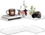 Sezanrpt 11.4x16 Inch Acrylic Corner Floating Shelf Set of 2, Clear Corner Wall Shelf for Home Décor, Speakers, Security Cameras, Toileries, Plants, Figures, Cosmetics, Books