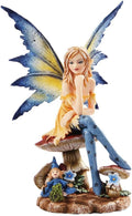 Pacific Giftware PTC 6 Inch The Magician Fairy Sitting on Mushrooms Statue Figurine