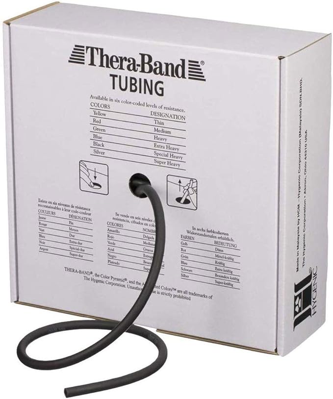 THERABAND Latex Resistance Tubing, Red, Medium Level 2, 100 ft Roll, Professional Grade Resistance Band for Exercise, Upper and Lower Body Workouts, Cut-to-Length, Color-Coded Levels