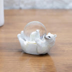Elanze Designs White Polar Bear Mommy and Cub Magical Whimsical Tabletop Dresser Nightstand Figurine Miniature 45MM Sturdy Polyresin Glitter Water Snow Globe Decoration