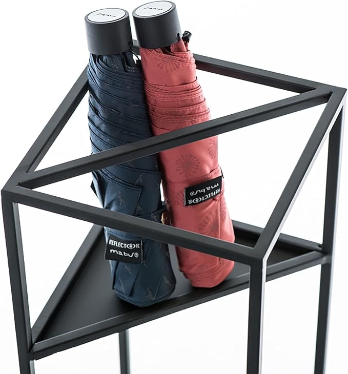 Indoor Umbrella Holder Stand,Umbrella Stand Modern Black Long Short Umbrella Holder, Creative Geometric Canes Golf Clubs Stand with Drip Tray, for Home Hotel Hallway Entrance Corner