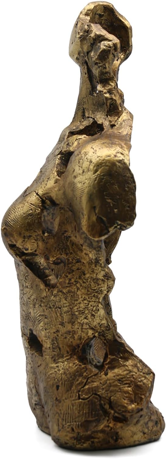 Lukitas Abstract Female Bust Statue and Sculpture, Lady Figurine Art Decor, Aesthetic Ornament for Office Living Room Bedroom, Golden, Resin 16"