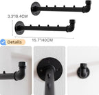 Industrial Wall Pipe Clothes Bar - Heavy Duty Metal Coat Hanger with Hook, Wall-Mounted Garment Holder Racks,Wall Clothing Racks/Hanging Rail, 4Pcs