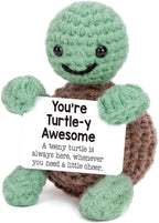 mini Positive Dolls Bulk Gifts - 4pcs Cute Emotional Support Animals Desk Decor with Cards, Emotional Support Crochet Animals for Friends, Funny Knitted Small Gifts for Christmas.